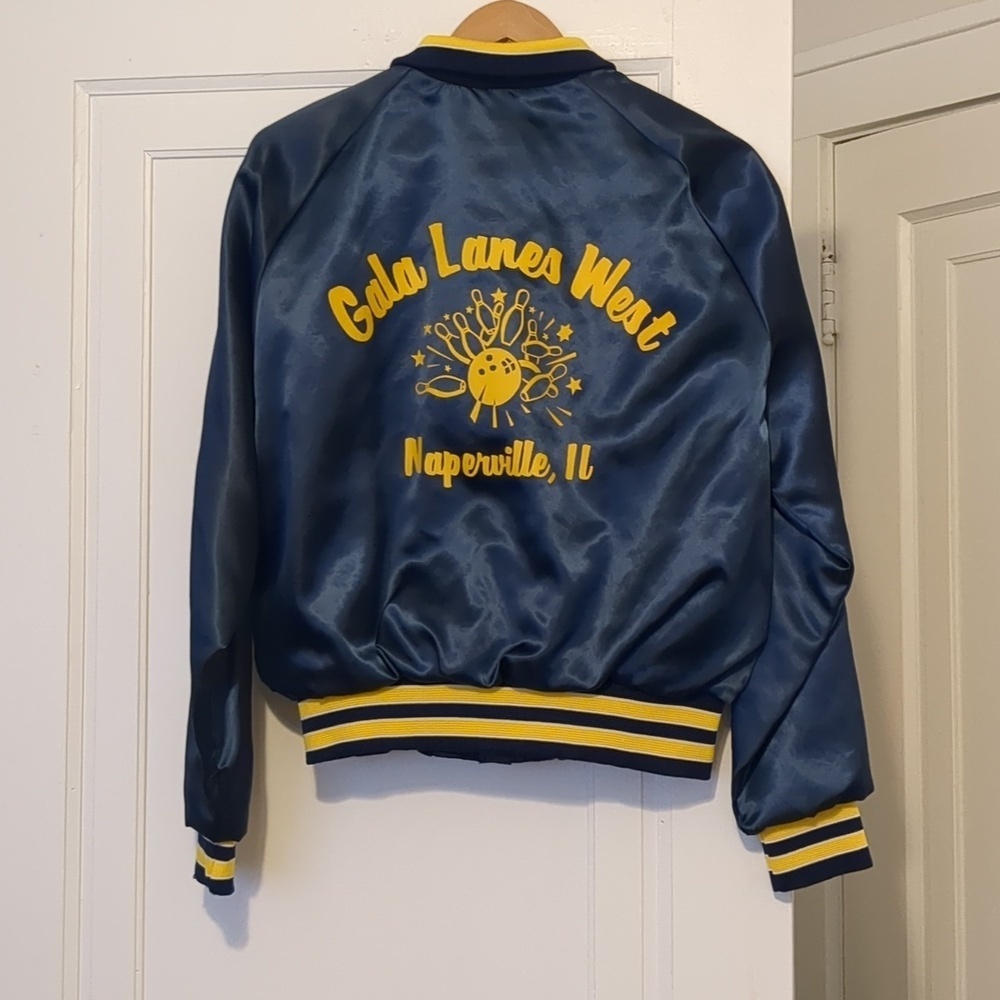 Vintage Bowling Jacket Naperville IL Gala Lanes West Small Bomber